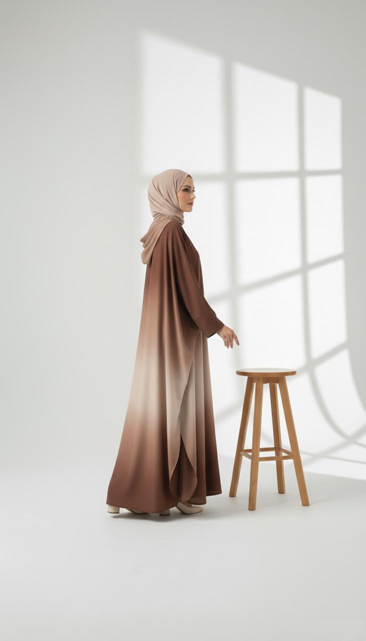 Elegant Urban Brown Dress Abaya – Elegant Long Maxi Kaftan, djellaba, or jalabiya Made from Jazz, Crepe, Georgette | Islamic