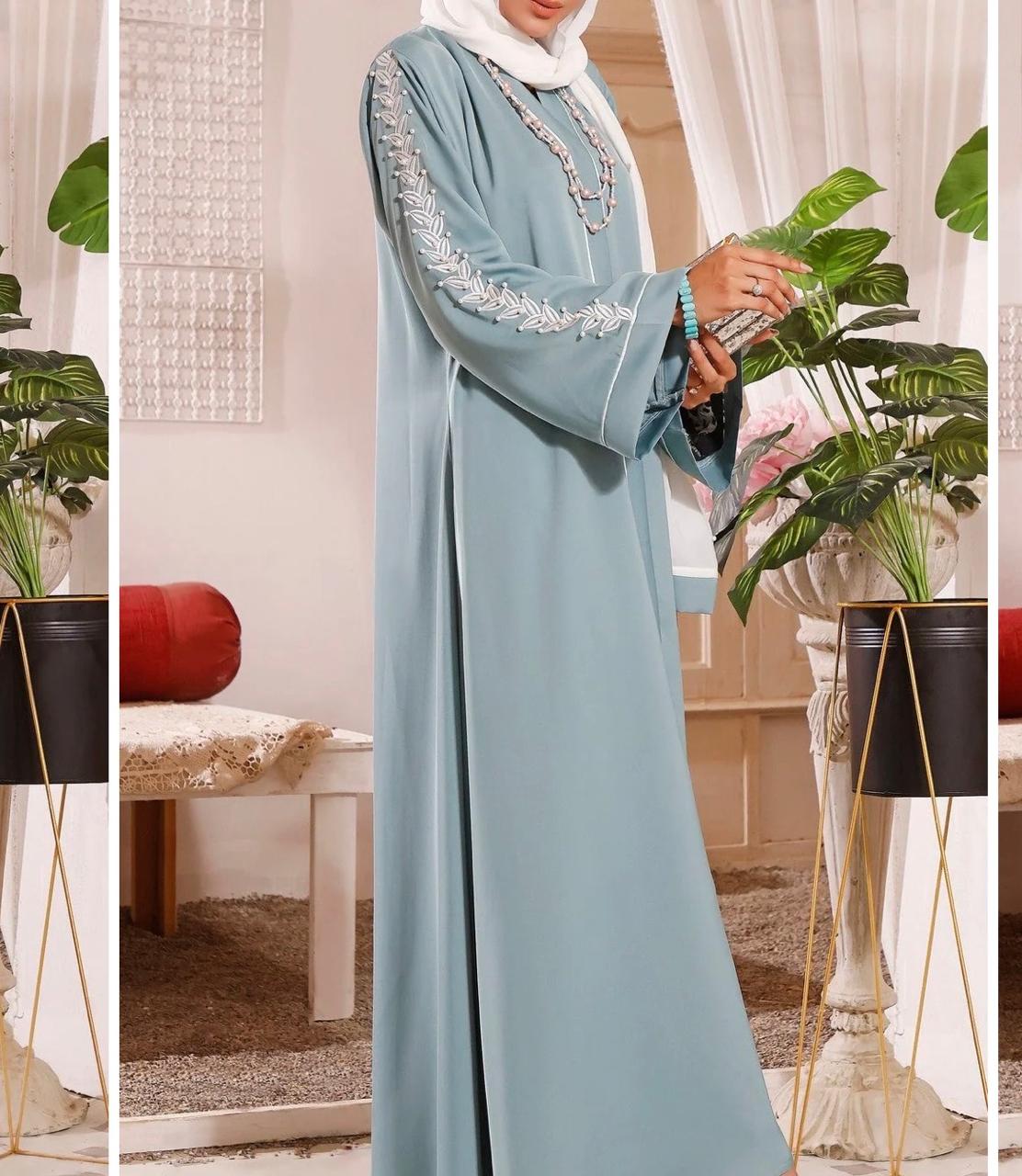 Mid Night Glare– Elegant Long Maxi Kaftan, djellaba, or jalabiya Made from Jazz, Crepe, Georgette | Islamic