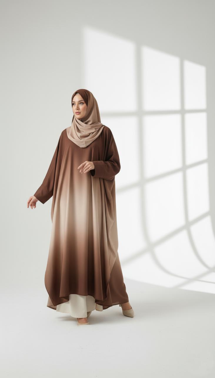 Elegant Urban Brown Dress Abaya – Elegant Long Maxi Kaftan, djellaba, or jalabiya Made from Jazz, Crepe, Georgette | Islamic