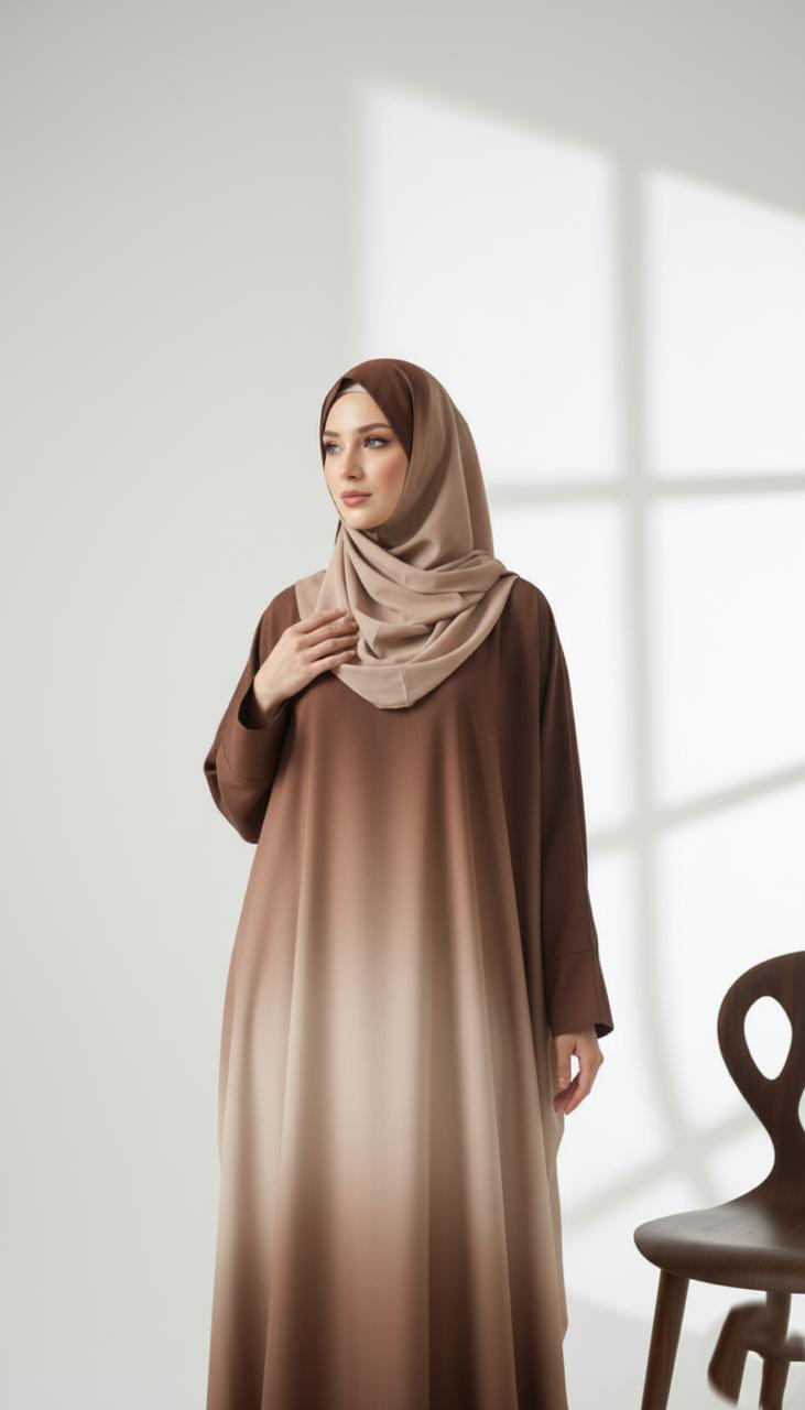 Elegant Urban Brown Dress Abaya – Elegant Long Maxi Kaftan, djellaba, or jalabiya Made from Jazz, Crepe, Georgette | Islamic