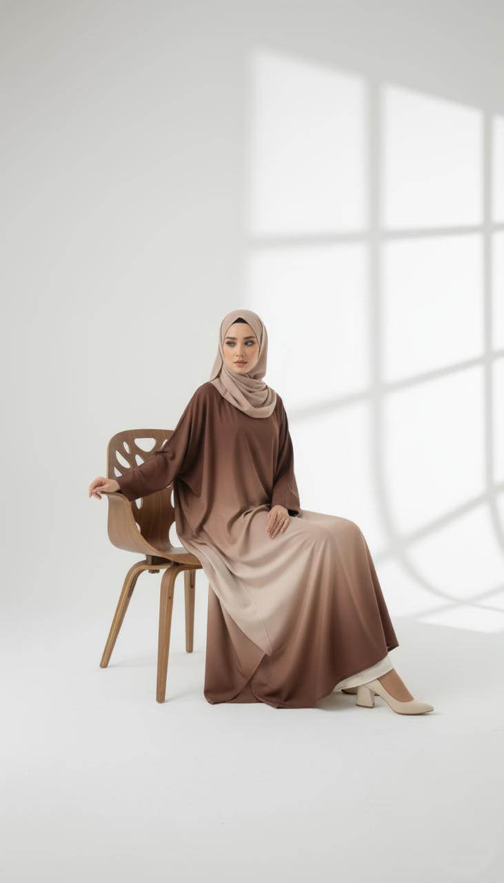 Elegant Urban Brown Dress Abaya – Elegant Long Maxi Kaftan, djellaba, or jalabiya Made from Jazz, Crepe, Georgette | Islamic