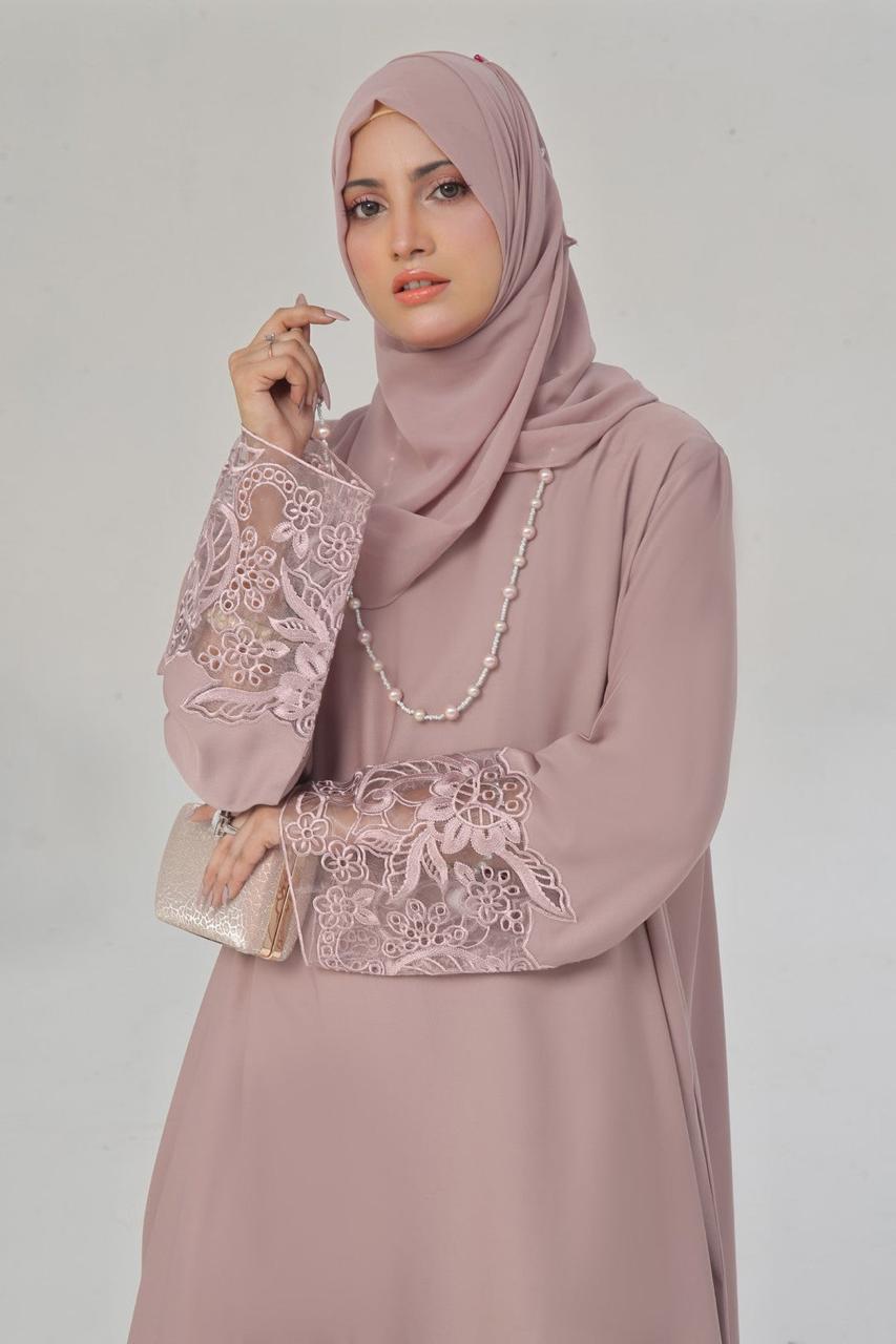 Elegant Pink Maxi Abaya – Elegant Long Maxi Kaftan, djellaba, or jalabiya Made from Jazz, Crepe, Georgette | Islamic